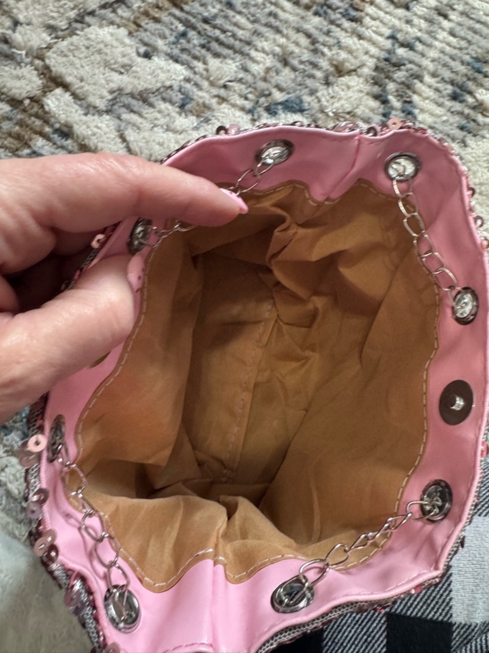 Pink Sequin Chain-Handle Tote Bag - Picture 5 of 7